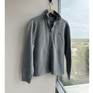Polo Ralph Lauren Gray Tight-Knit 1/4 Zip Cotton Sweater Men's L
